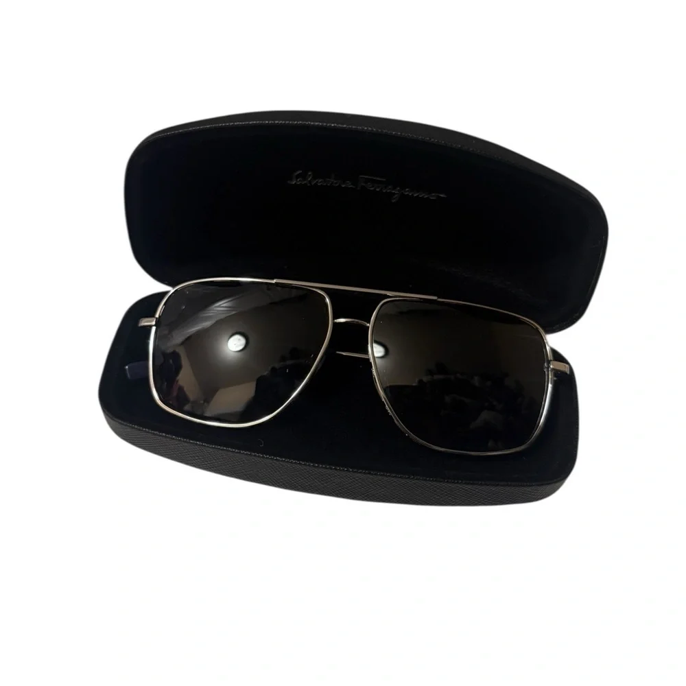 Salvatore Ferragamo Silver and Black Men’s Sunglasses in excellent condition